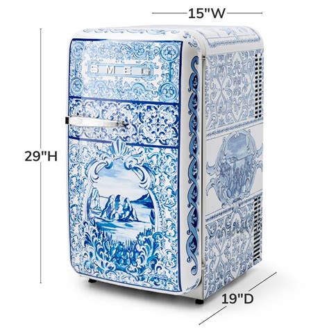 SMEG Dolce & Gabbana Fab 5 Refrigerator, Blu Mediterraneo